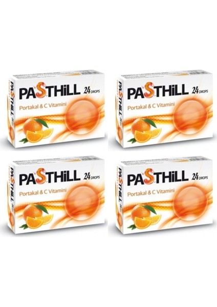 Pasthill Portakal 4'Lü Paket X 24 Adet Boğaz Pastili