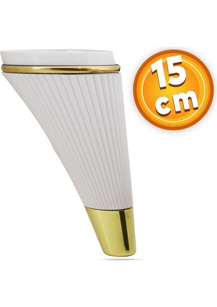 Lüks Mobilya Kanepe Sehpa Tv Ünitesi Koltuk Ayağı 15 cm Beyaz Gold Baza Ayak