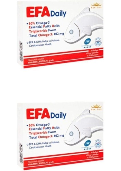 Newlife Efa Daily 30 Kapsül Balık Yağı 2 Kutu Skt 04-2023