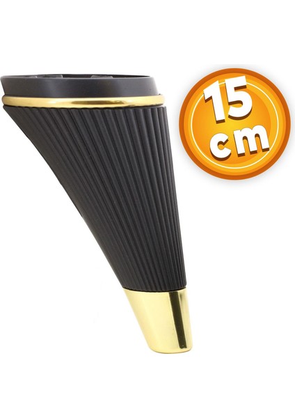 Lüks Mobilya Kanepe Sehpa Tv Ünitesi Koltuk Ayağı 15 cm Siyah Gold Baza Ayak