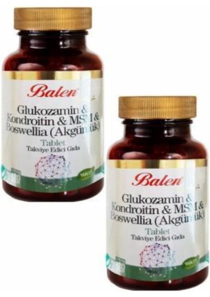 2 Kutu Glukozamin Kondroitin Msm Boswellia Akgünlük Glukosamin Bosvelya 120 Tablet X 1200 Mgx