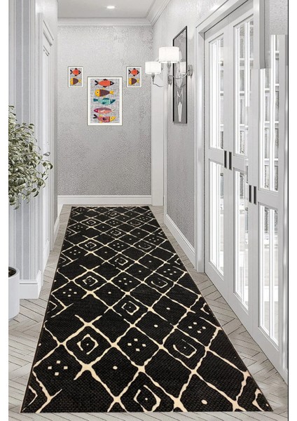 Jel Iskandinav Desen Kaymaz Taban Yıkanabilir Kesme Yolluk Siyah fiyatları