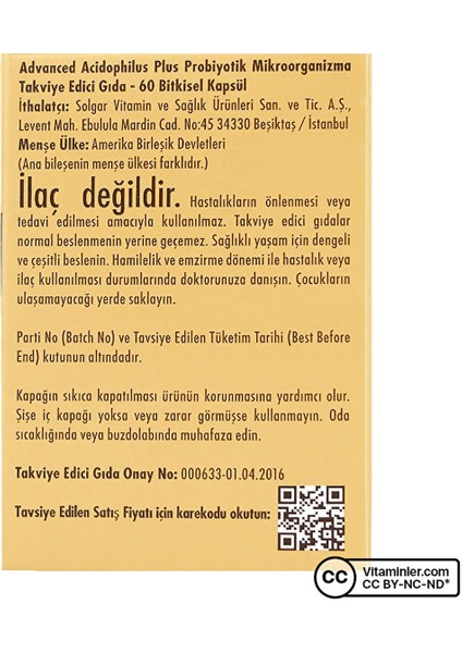 Advanced Acidophilus Plus 60 Kapsül