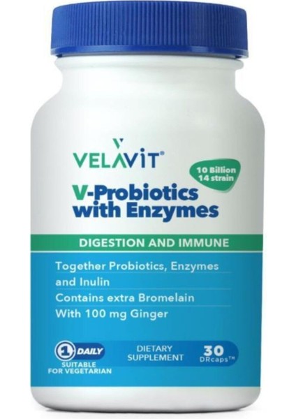 V-Probiotics With Enzymes 30 Kapsül