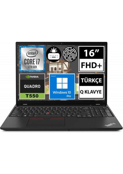 Thinkpad P16S 21BT000GTX İntel Core i7-1260P 16GB 1TBssd T550 16" Fullhd+ Windows 10 Pro Taşınabilir Iş Istasyonu