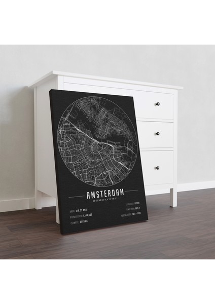 Amsterdam 50X70 cm Şehir Haritası Kanvas Tablo fiyatları