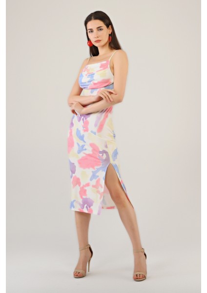 Kadın Yırtmaçlı Desenli Elbise modelleri