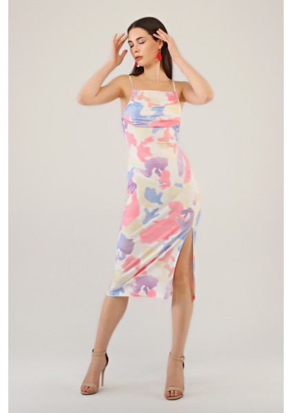 Kadın Yırtmaçlı Desenli Elbise fırsatları