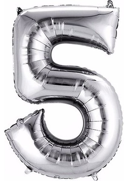 Gümüş Rakam Folyo Balon Yaş Gümüş Balon 36 cm Sayı Balon Uçan Balon Helyum Balon