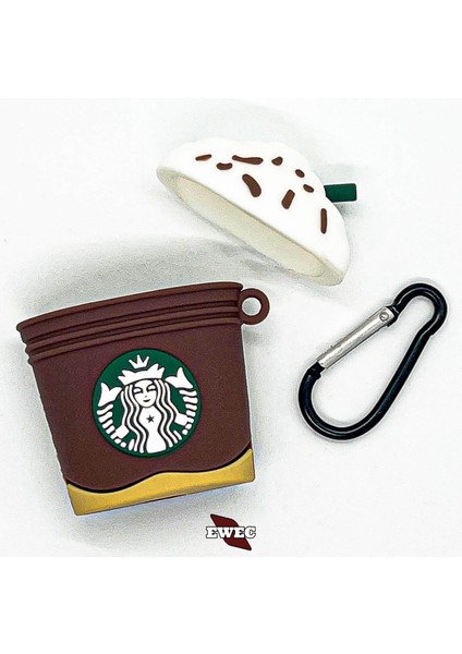 Starbucks Figürlü Airpods 1. ve 2. Nesil Uyumlu Kopçalı Koruyucu Silikon Kılıf, Darbe Emici Kılıf fiyatları