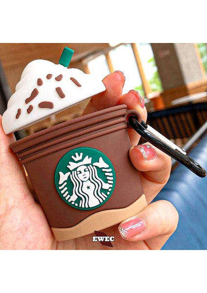 Starbucks Figürlü Airpods 1. ve 2. Nesil Uyumlu Kopçalı Koruyucu Silikon Kılıf, Darbe Emici Kılıf fırsatları
