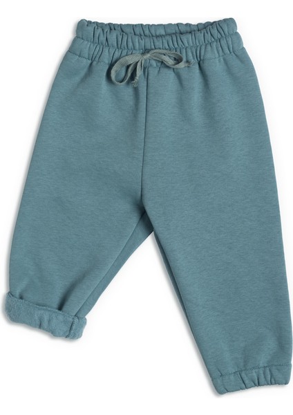 Unisex Bebek Kalın Pamuklu Jogger Pantolon - Petrol Yeşili fiyatları