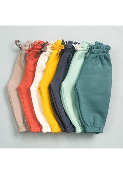 Unisex Bebek Kalın Pamuklu Jogger Pantolon - Mercan