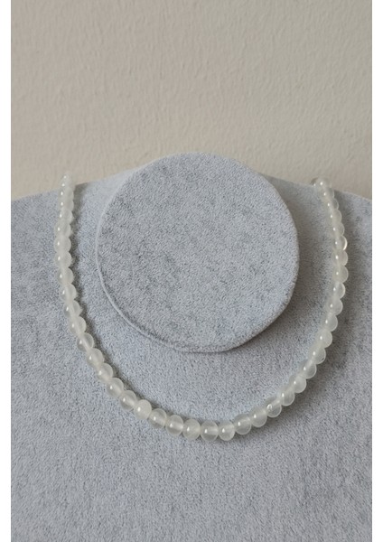 6 mm Selenit Doğal Taş Kolye