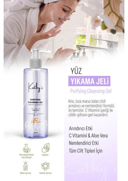 Yüz Temizleme Jeli ve Siyah Nokta Canlılık ve Parlaklık Kazandırıcı C Vitaminli 400 ml