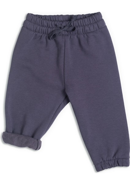 Unisex Bebek Kalın Pamuklu Jogger Pantolon -Navy