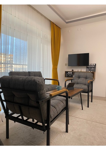Jüpiter Balkon, Bahçe, Cafe - Metal Kanepe Koltuk Takımı - 2+1+1 + Sehpa