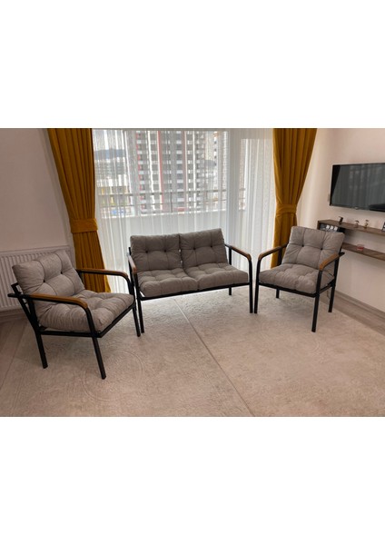 Merkür Balkon, Bahçe, Cafe - Metal Kanepe Koltuk Takımı - 2+1+1