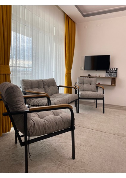 Merkür Balkon, Bahçe, Cafe - Metal Kanepe Koltuk Takımı - 2+1+1