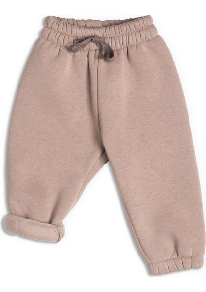 Unisex Bebek Kalın Pamuklu Jogger Pantolon - Kum Beji