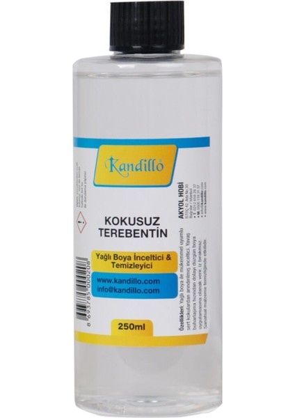 Yağlı Boya Seti Yardımcı Malzemeler 3 x 250 ml Terebentin Resim Keten Yağı ve Fırça Temizleme Sıvısı