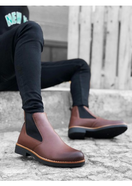 BBO0058 Chelsea Bağcıksız Lastikli Tabacilt Erkek Yarım Bilek Bot