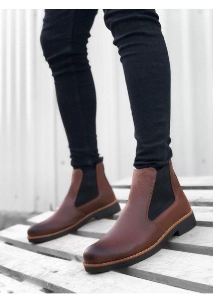 BBO0058 Chelsea Bağcıksız Lastikli Tabacilt Erkek Yarım Bilek Bot fiyatları