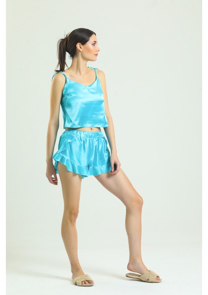 Saten Fırfırlı Pijama Takımı indirimleri