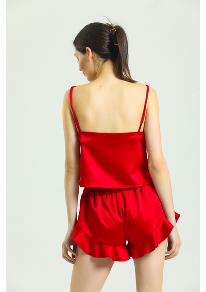 Saten Fırfırlı Pijama Takımı modelleri