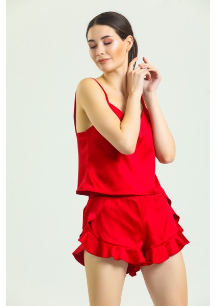 Saten Fırfırlı Pijama Takımı indirimleri