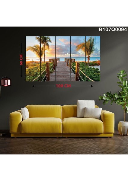 5 Parçalı Dekoratif Ahşap Duvar Tablosu 60X100 cm B107Q0094