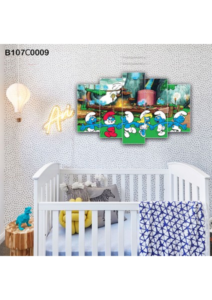 5 Parçalı Dekoratif Ahşap Duvar Tablosu 60X95 cm B107C0009