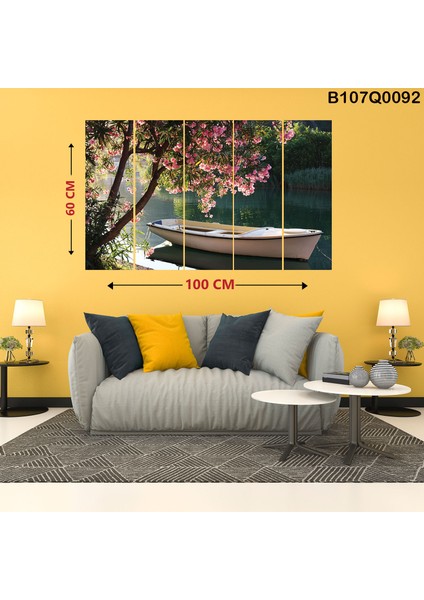 5 Parçalı Dekoratif Ahşap Duvar Tablosu 60X100 cm B107Q0092