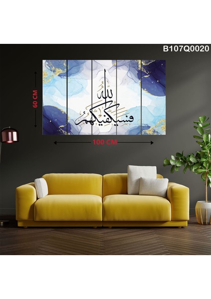 5 Parçalı Dekoratif Ahşap Duvar Tablosu 60X100 cm B107Q0020