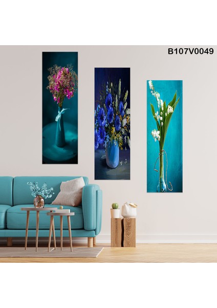 3 Parçalı Dekoratif Ahşap Duvar Tablosu 60X57 cm B107V0049