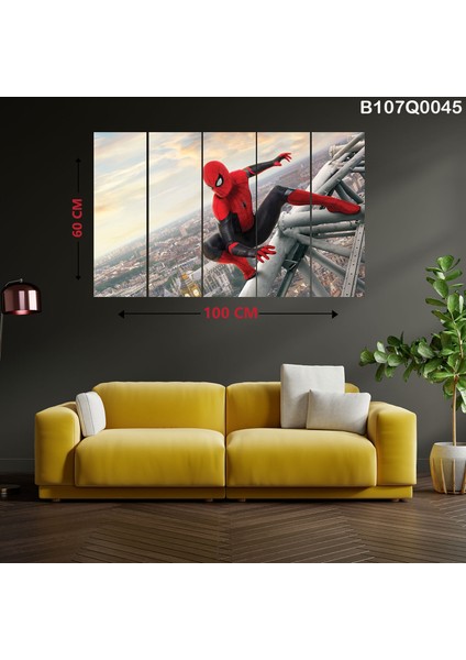 5 Parçalı Dekoratif Ahşap Duvar Tablosu 60X100 cm B107Q0045