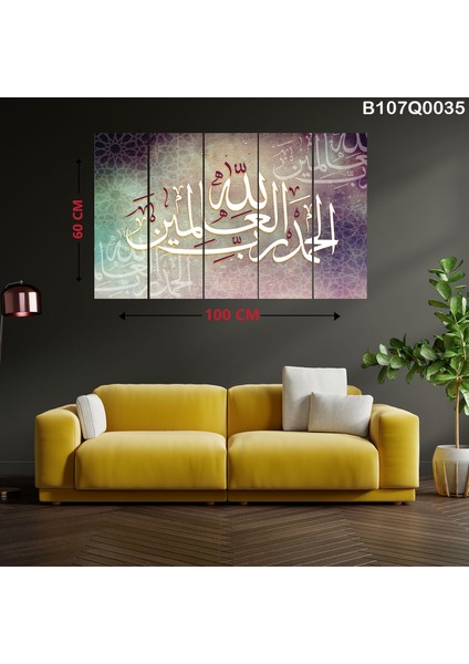 5 Parçalı Dekoratif Ahşap Duvar Tablosu 60X100 cm B107Q0035