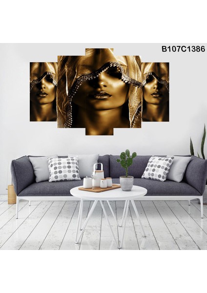 5 Parçalı Dekoratif Ahşap Duvar Tablosu 60X95 cm B107C1386