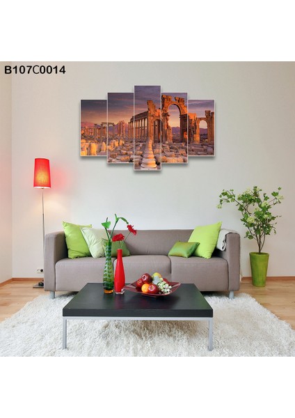 5 Parçalı Dekoratif Ahşap Duvar Tablosu 60X95 cm B107C0014