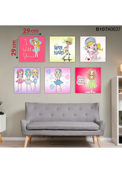 6 Parçalı Dekoratif Ahşap Duvar Tablosu 58X87 cm B107A0037