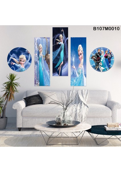 5 Parçalı Dekoratif Ahşap Duvar Tablosu ve Saati 60X115 cm B107M0010