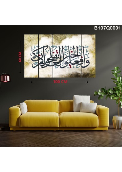 5 Parçalı Dekoratif Ahşap Duvar Tablosu 60X100 cm B107Q0001