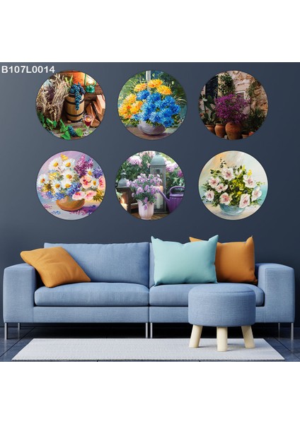 6 Parçalı Dekoratif Ahşap Duvar Tablosu 58X87 cm B107L0014