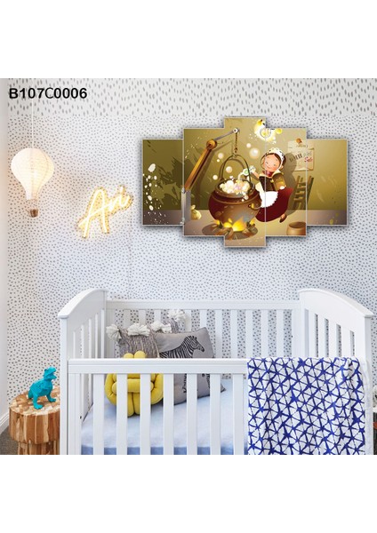 5 Parçalı Dekoratif Ahşap Duvar Tablosu 60X95 cm B107C0006