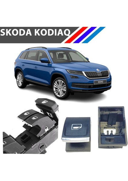 Skoda Kodiaq Cam Açma Düğme Tuş Butonu Krom Uçlu 1 Adet 2017+