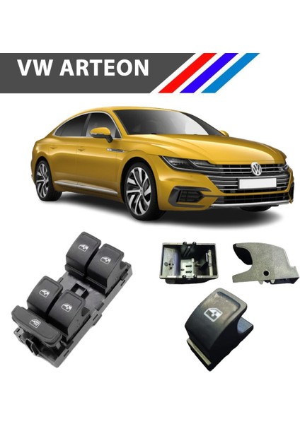 Vw Arteon Cam Açma Düğme Tuş Butonu Siyah 1 Adet 2017 Sonrası