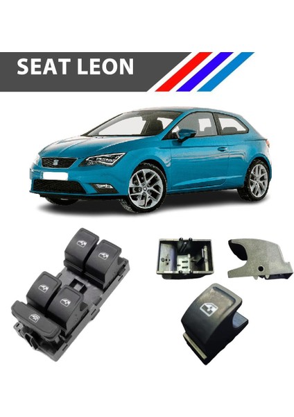 Seat Leon Cam Açma Düğme Tuş Butonu Siyah 1 Adet 2013-2018