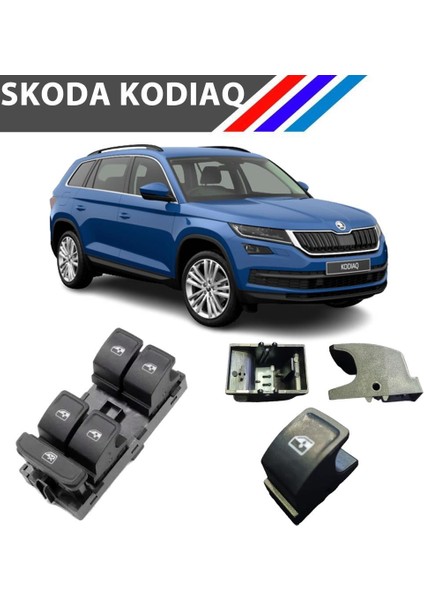 Skoda Kodiaq Cam Açma Düğme Tuş Butonu Siyah 1 Adet 2017+