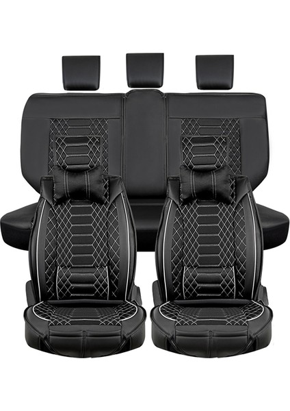 Audi Q2 Uyumlu Lüks Deri Oto Koltuk Kılıfı Tam Takım Set Mars Siyah-Beyaz fiyatları