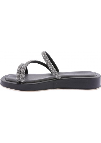 008 Kadin Silver Taşli Çapraz Bantli Terlik